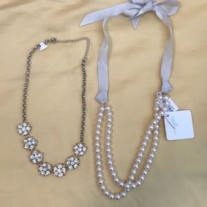 J Crew rhinestone and faux pearl necklaces bundle